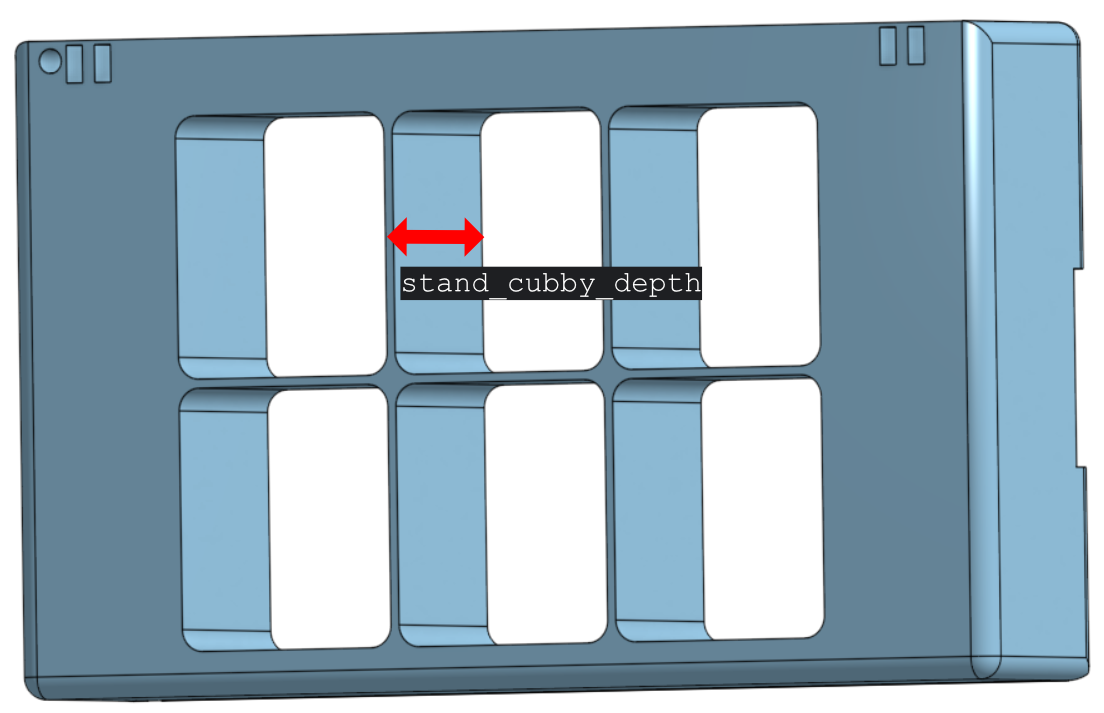 A CAD diagram of Backdrop Box showing the cubby depth